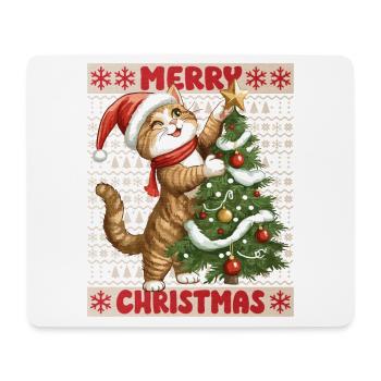 Katze Weihnachtsbaum Weihnachten Xmas Süß Lustig - Mousepad (Querformat) - Weiß - Vorne