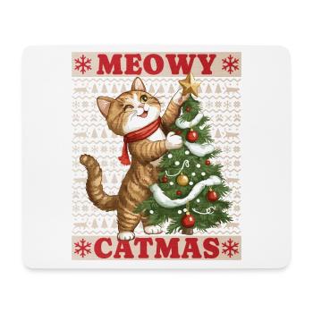Katze Weihnachtsbaum Weihnachten Xmas Süß Lustig - Mousepad (Querformat) - Weiß - Vorne
