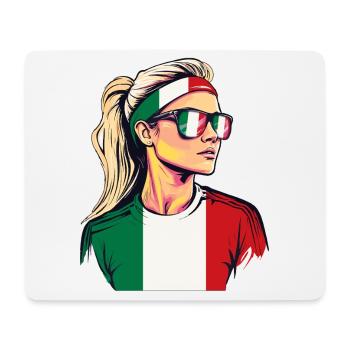 Italie drapeau drapeau femme lunettes de soleil fan jersey - Tapis de souris (format paysage) - blanc - Devant