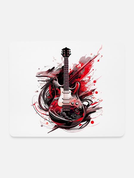 E-Gitarre Gitarre Gitarrist Musik Instrument Rock - Mousepad (Querformat) - Weiß