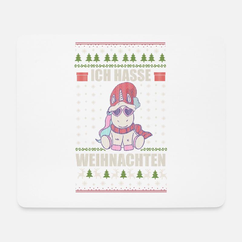 Anti Weihnachten Einhorn Ugly Christmas Geschenk - Mousepad (Querformat) - Weiß