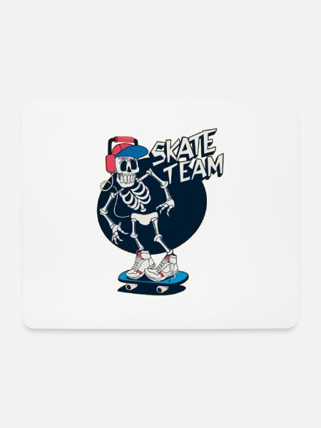 Skate Team on Bord als Skelett und mit Musik - Mousepad (Querformat) - Weiß