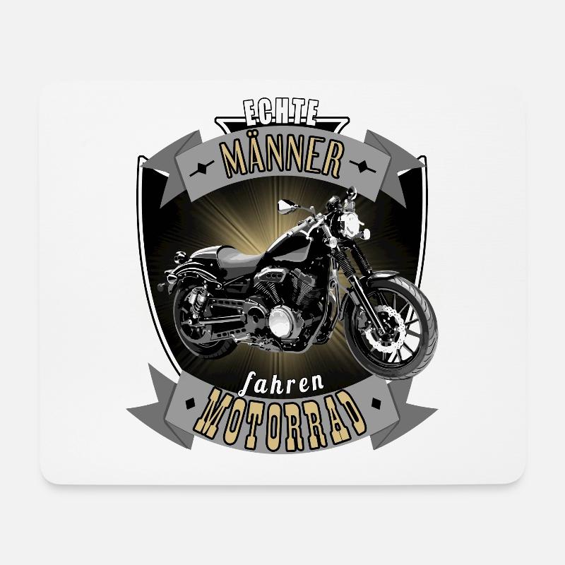Echte Maenner fahren Motorrad mit Rahmen - Mousepad (Querformat) - Weiß