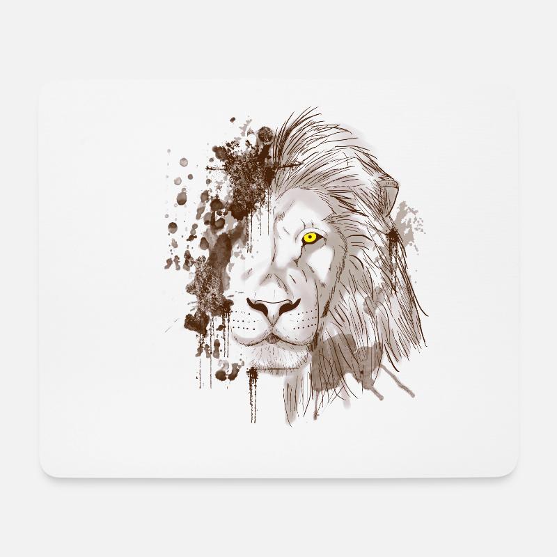 Künstlerisch: Löwe mit Mähne, wild, Safari - Mousepad (Querformat) - Weiß