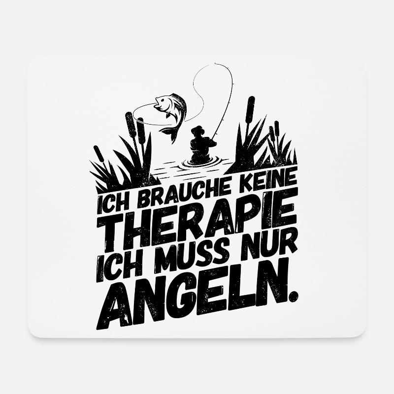 Angeln Fischen Lustige Sprüche Therapie - Mousepad (Querformat) - Weiß