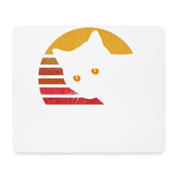 Vintage Eighties Style Cat Retro Distressed - Mouse Pad (horizontal) - white - Front