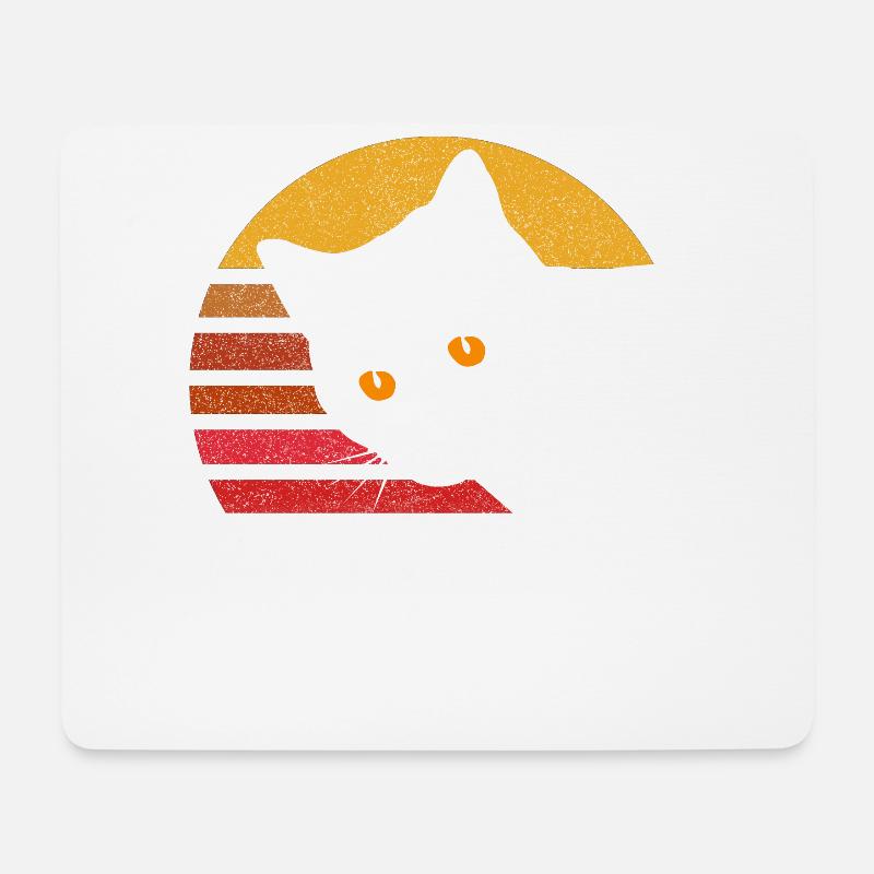 Vintage Eighties Style Cat Retro Distressed - Mousepad (Querformat) - Weiß