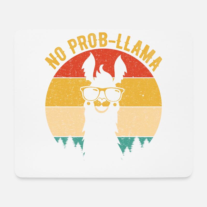 NO PROB-LLAMA Shirts Vintage Llama Alpaca - Mousepad (Querformat) - Weiß