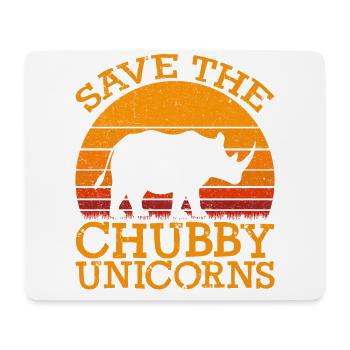 Funny Save the Chubby Unicorns Fat Rhino Vintage - Mousepad (Querformat) - Weiß - Vorne