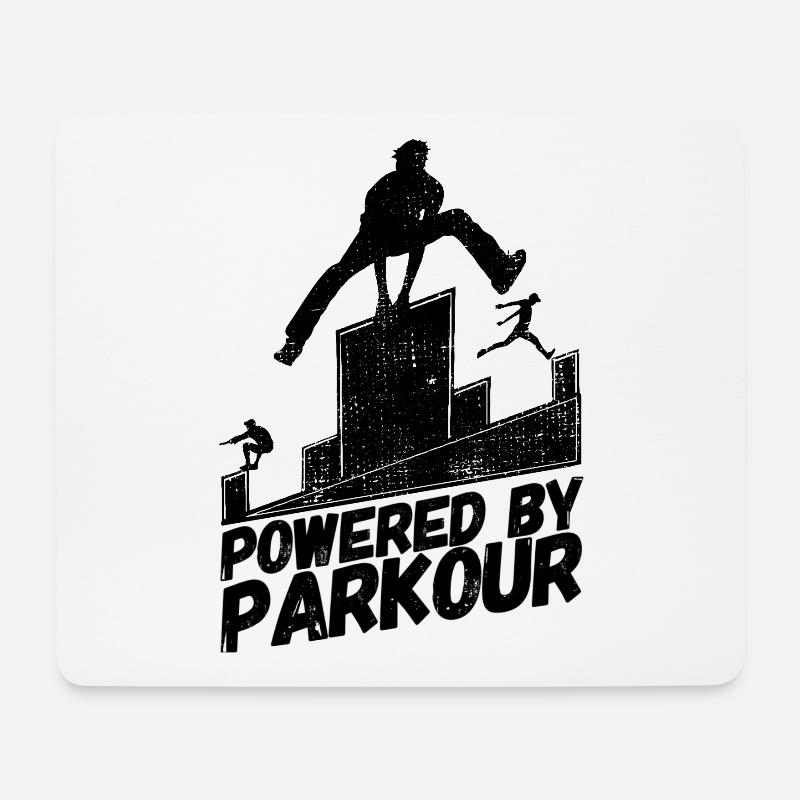 Parkour Sport Freerunning Spruch Angetrieben - Mousepad (Querformat) - Weiß