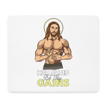 Hallowed Be Thy Gains - Jesus Workout - Mousepad (Querformat) - Weiß - Vorne