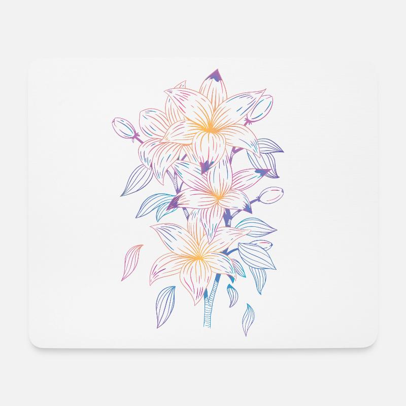 Lilien mit Regenbogenmotiv - Mousepad (Querformat) - Weiß