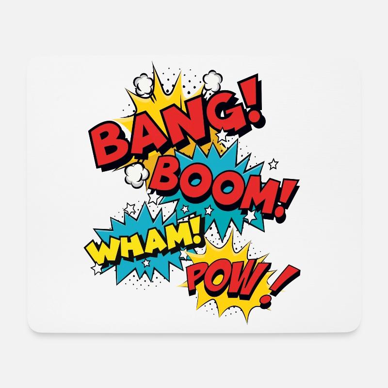 Bang Boom Pow Wham - Comic Sprechblasen - Mousepad (Querformat) - Weiß