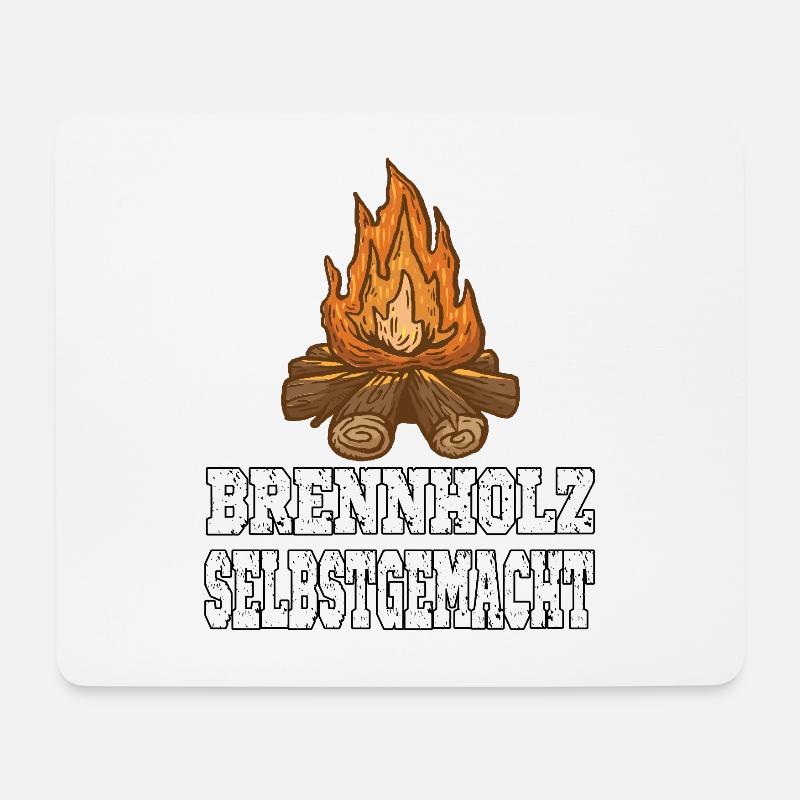 Brennholz Selbstgemacht Homemade Feuerholz - Mousepad (Querformat) - Weiß
