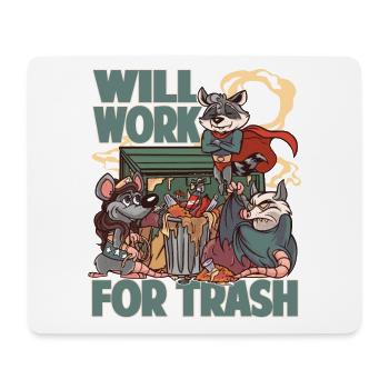 Will Work For Trash - Opossum - Superheroes - Mouse Pad (horizontal) - white - Front