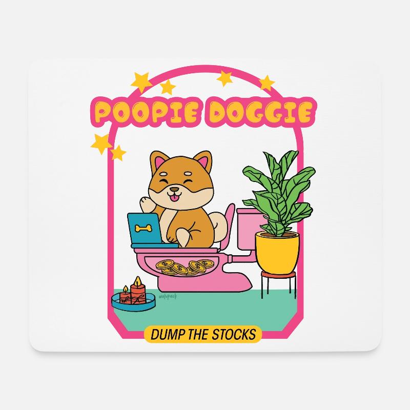 Poopie Doggie - Dump The Stocks - Mousepad (Querformat) - Weiß