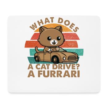 What Does A Cat Drive? A Furrari - Papa-Witze - Mousepad (Querformat) - Weiß - Vorne