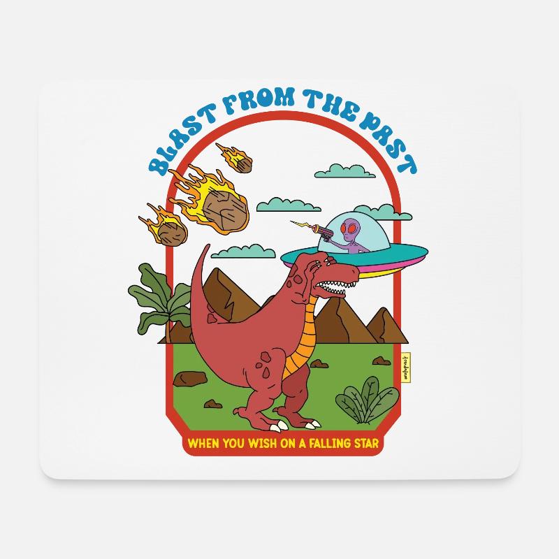 Blast From The Past - Dinosaurs - Funny Alien - Mouse Pad (horizontal) - white