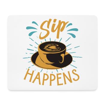 Sip Happens! - Jeux de mots drôles de café - Barista - Tapis de souris (format paysage) - blanc - Devant