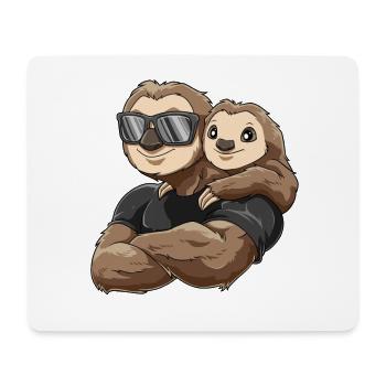 Starkes Faultier mit Baby Faultier Kind - Mousepad (Querformat) - Weiß - Vorne