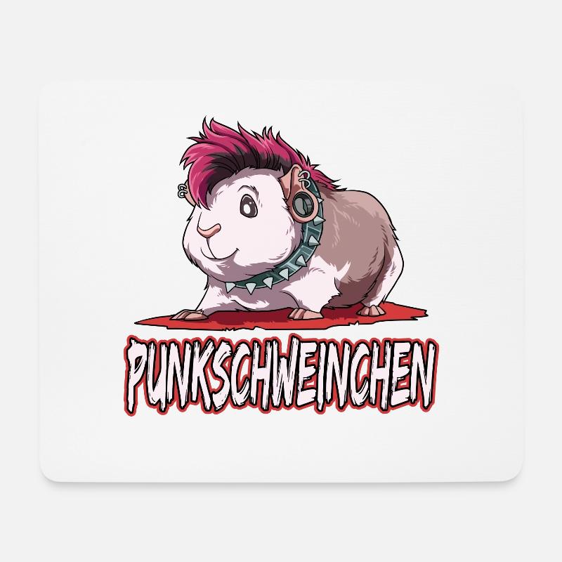 Punkschweinchen Meerschweinchen Punk - Mousepad (Querformat) - Weiß