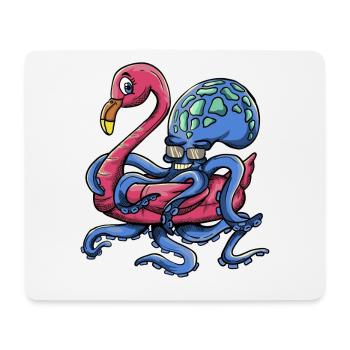 Octopus Wearing A Flamingo Hoop - Pool Party - Mousepad (Querformat) - Weiß - Vorne