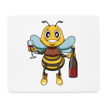 Lustige Biene mit Wein für einen Imker - Mousepad (Querformat) - Weiß - Vorne