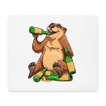 Lustiges Murmeltier trinkt Bier - Mousepad (Querformat) - Weiß - Vorne