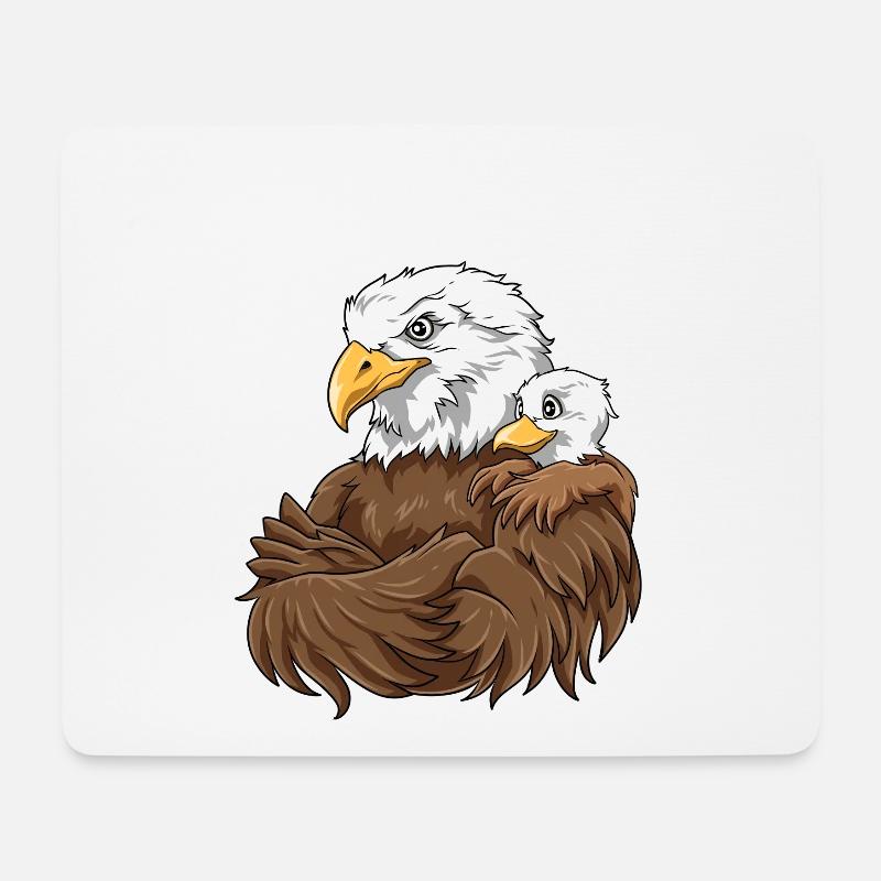 Eagle Dad Eagle Papa und Baby Papa Vatertag - Mousepad (Querformat) - Weiß