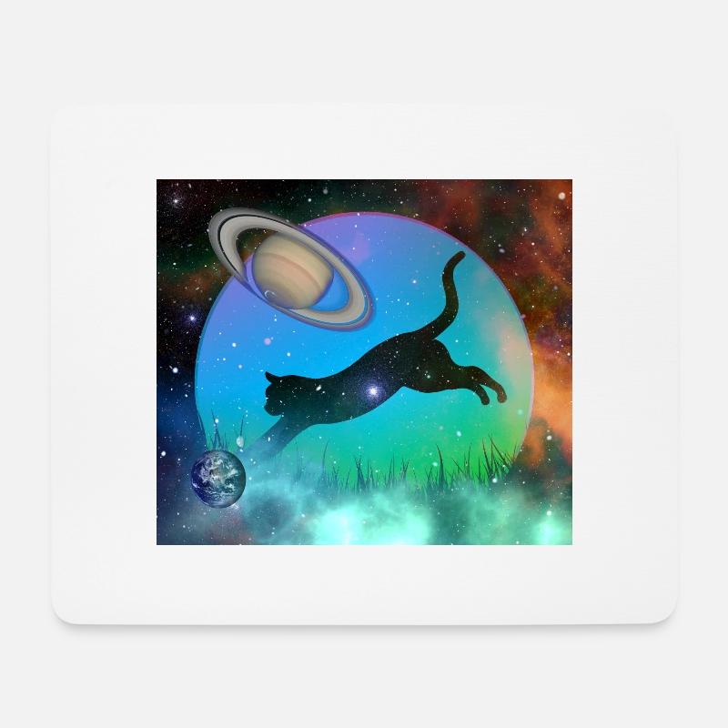 Galaktische kosmische Weltraumkatze - Mousepad (Querformat) - Weiß