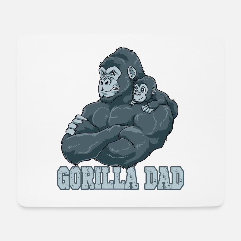Gorilla Dad Gorilla Papa und Baby Papa Vatertag - Mousepad (Querformat) - Weiß