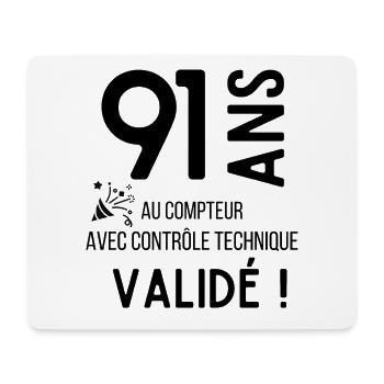 Anniversaire 91 ans humour adulte cadeau - Tapis de souris (format paysage) - blanc - Devant