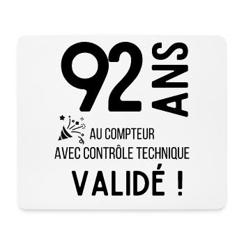 anniversaire 92 ans humour adulte cadeau - Tapis de souris (format paysage) - blanc - Devant