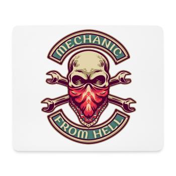 Motorrad Mechaniker, Skull Totenkopf Retro-Design - Mousepad (Querformat) - Weiß - Vorne
