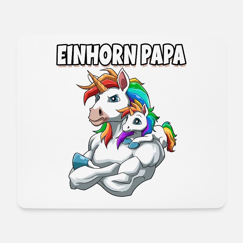 Starkes Einhorn Vater mit Einhorn Kind für - Mousepad (Querformat) - Weiß