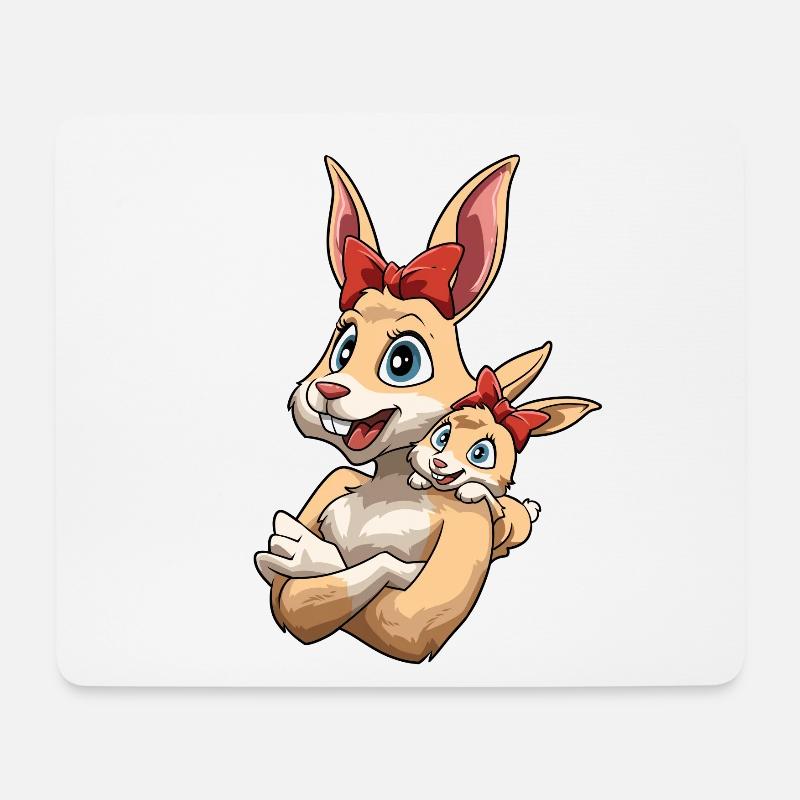 Hase Häsin mit Hasen Kind für Mutti - Mousepad (Querformat) - Weiß
