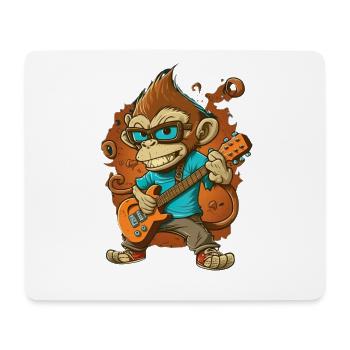 Affe Schimpanse spielt Acousitc Rock Gitarre - Mousepad (Querformat) - Weiß - Vorne