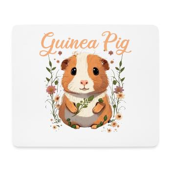 Meerschweinchen mit Blumen - Mousepad (Querformat) - Weiß - Vorne