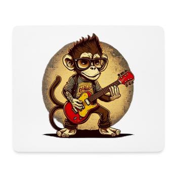 Affe Schimpanse spielt Acousitc Rock Gitarre - Mousepad (Querformat) - Weiß - Vorne