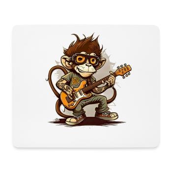 Affe Schimpanse spielt Acousitc Rock Gitarre - Mousepad (Querformat) - Weiß - Vorne