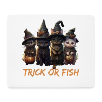 Trick Or Fish Halloween Katzen als Hexen - Mousepad (Querformat) - Weiß - Vorne