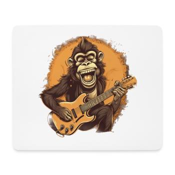 Affe Schimpanse spielt Acousitc Rock Gitarre - Mousepad (Querformat) - Weiß - Vorne