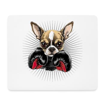 Niedlicher Chihuahua als Boxer für einen - Mousepad (Querformat) - Weiß - Vorne