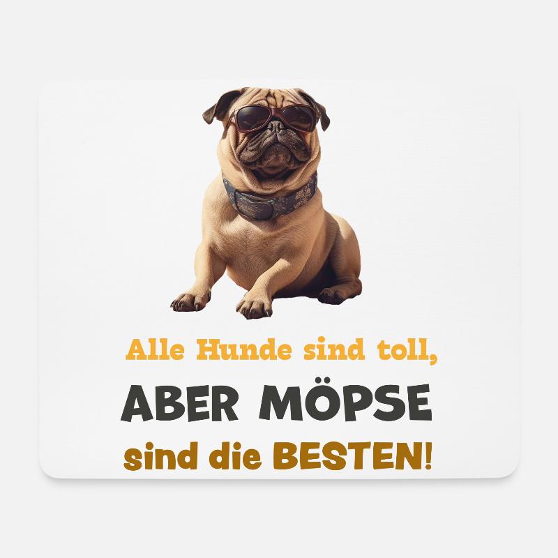 Möpse sind die BESTEN! Mit Sonnenbrille - Mousepad (Querformat) - Weiß