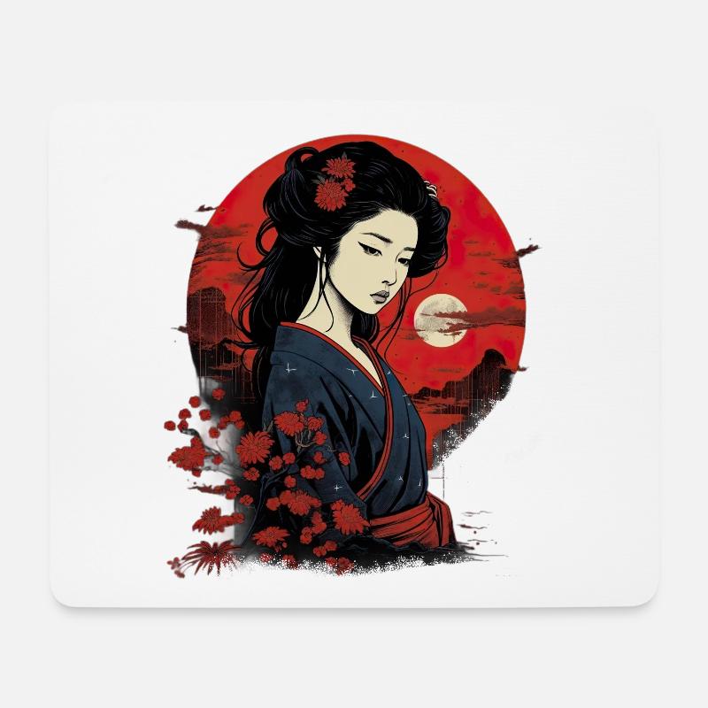Japan Tradition Japanisch Kultur Frau - Mousepad (Querformat) - Weiß