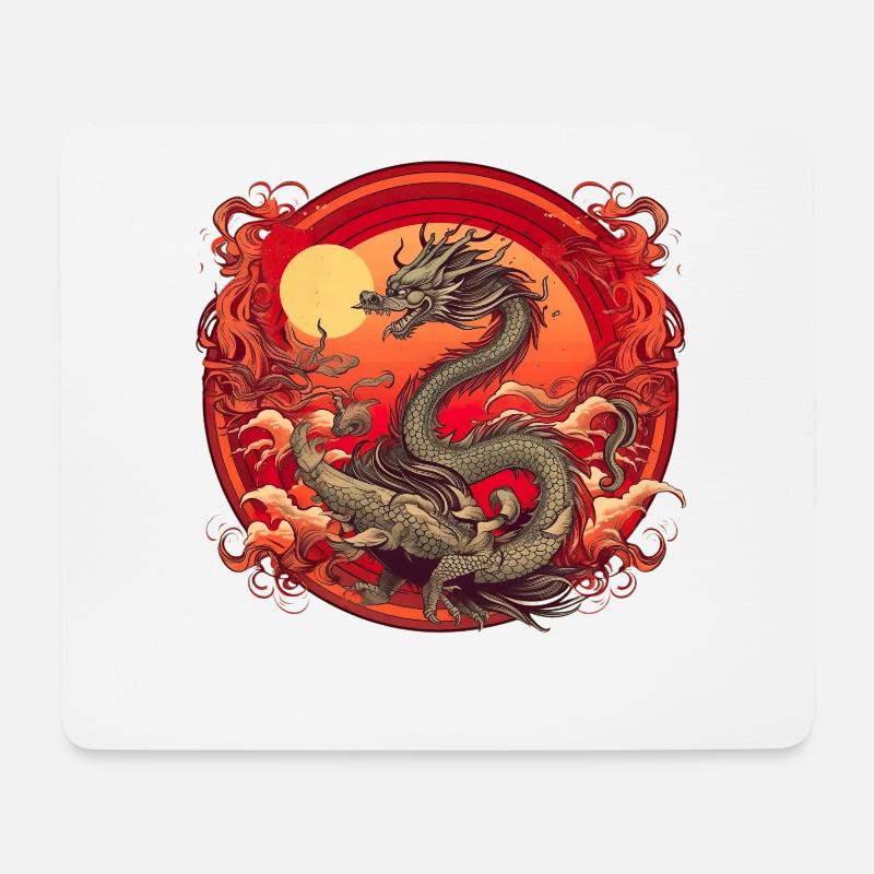 Asiatisch Drache Anime Japanisch Meer Wellen - Mousepad (Querformat) - Weiß