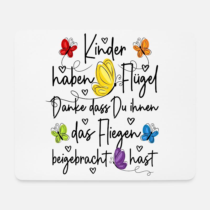 Kinder haben Flügel Fliegen Danke Kita Abschied - Mousepad (Querformat) - Weiß