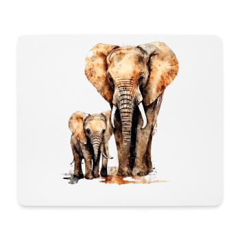 Elefant mit Kind für einen Elefant Liebhaber - Mousepad (Querformat) - Weiß - Vorne