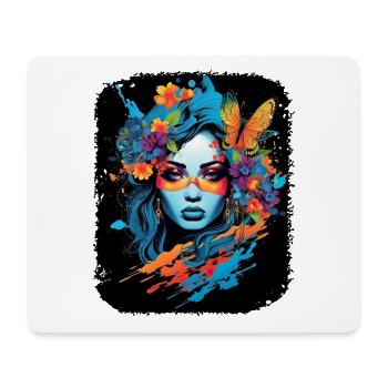 Streetart Kunst Schöne Frau Schmetterling - Mousepad (Querformat) - Weiß - Vorne