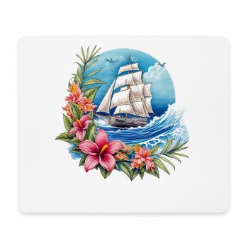 Segelschiff Segeln Orchideen Blumen Segelboot - Mousepad (Querformat) - Weiß - Vorne